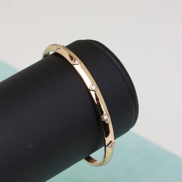 Elegant Rose Gold Bangle with Square Accents & Crystal Detailing, XPBL0510 - Picture 6 of 11